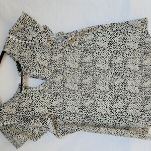 Papermoon Black and Cream Ruffled Sleeve Blouse